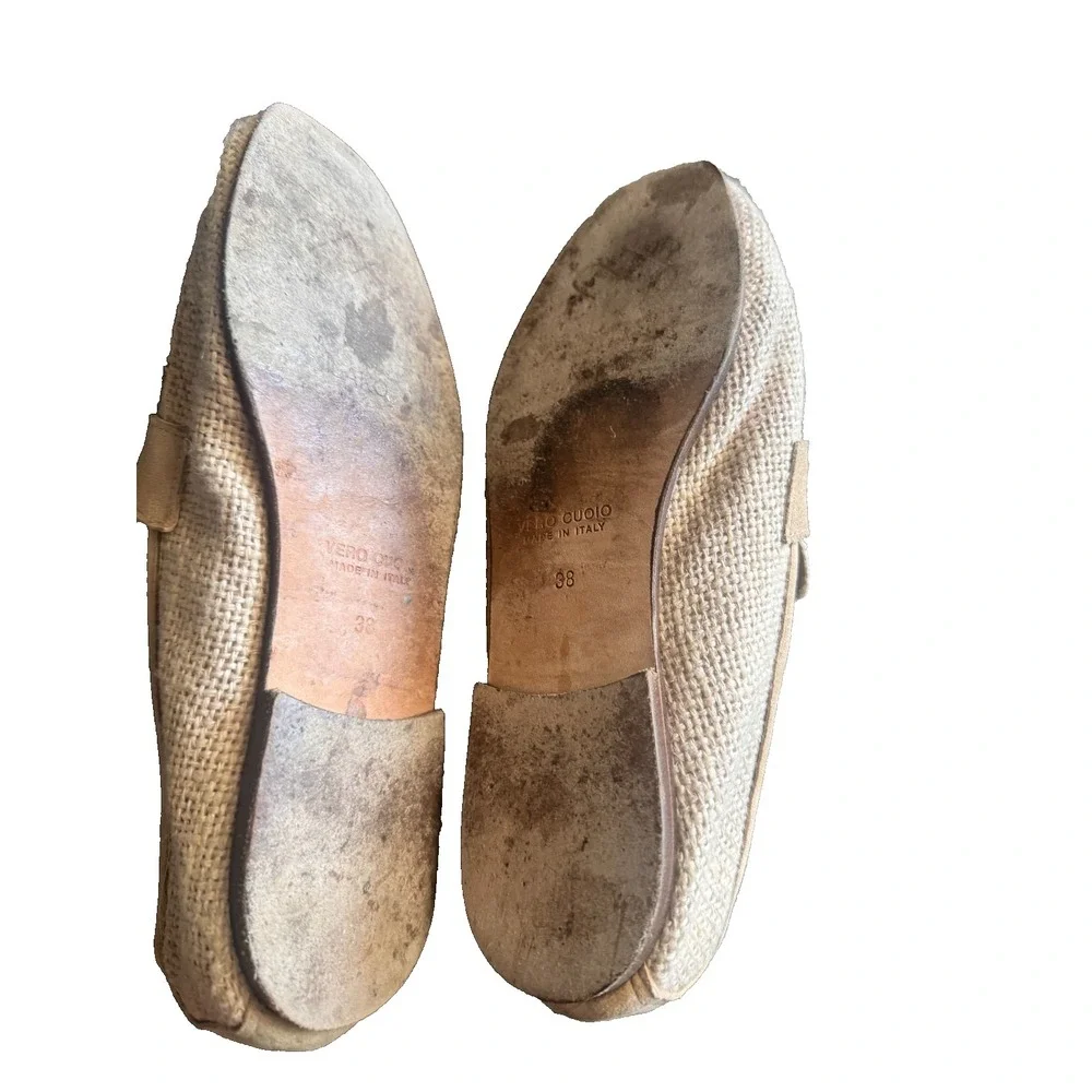 Sophique Milano shoes ivory beige 7.5US 38 loafers Square Toe Made Italy